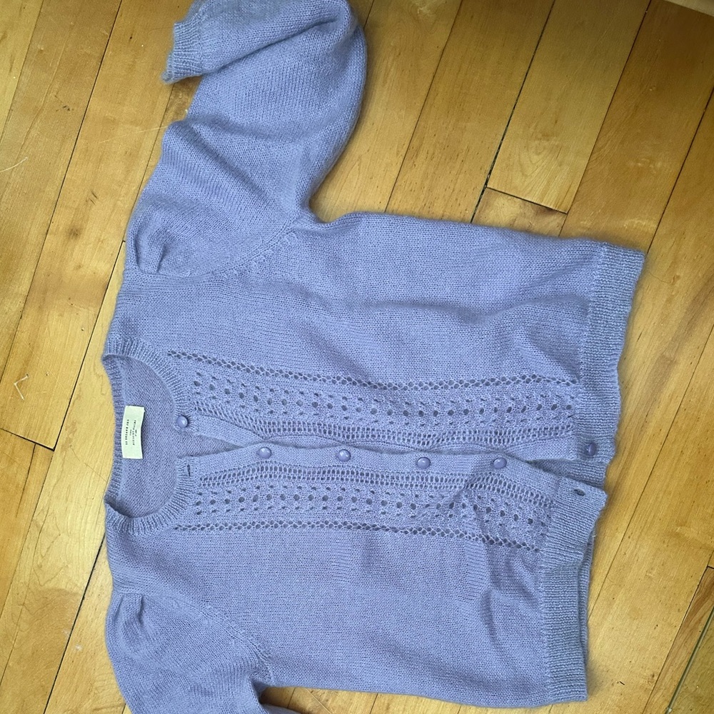 Sézane Lavender Button-Up Cardigan